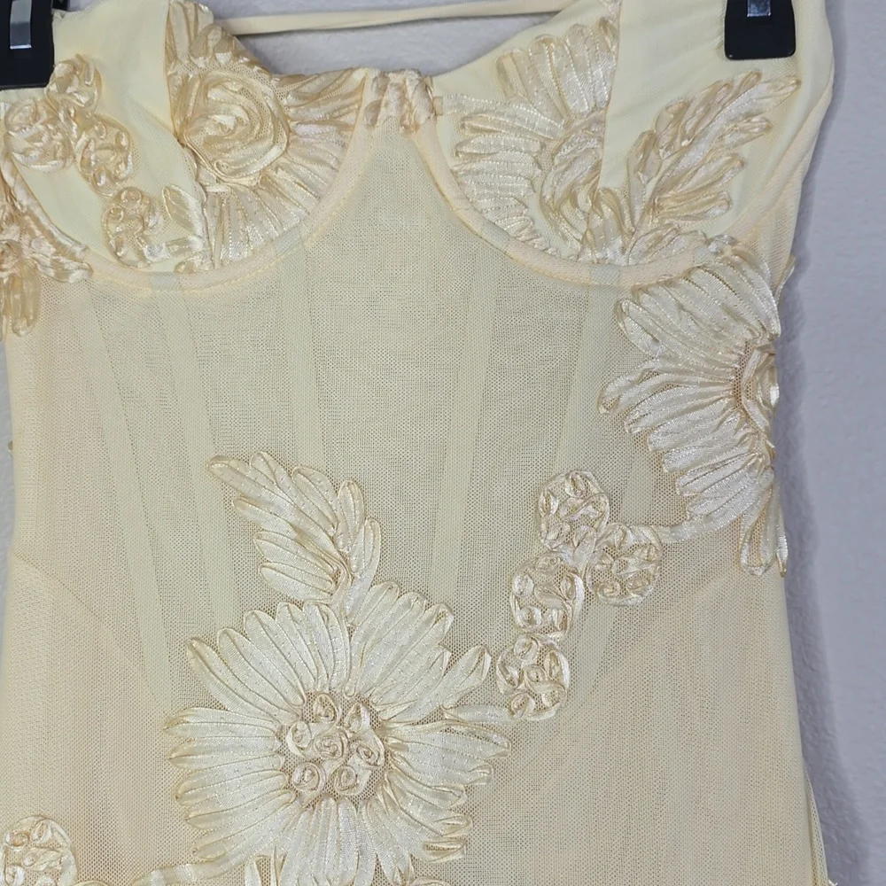 Babyboo Nefertiti Elegant Floral Shaped Ribon Embroidered Underwire Maxi Dress L - Picture 6 of 14